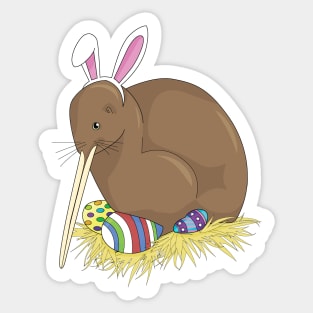 Kiwi Easter Bunny with Easter Egg Hunt Eggs Sticker